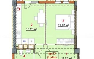 Vânzare, apartament, 1 cameră, str. Ceucari, sect. Poșta Veche. - Schiță 2