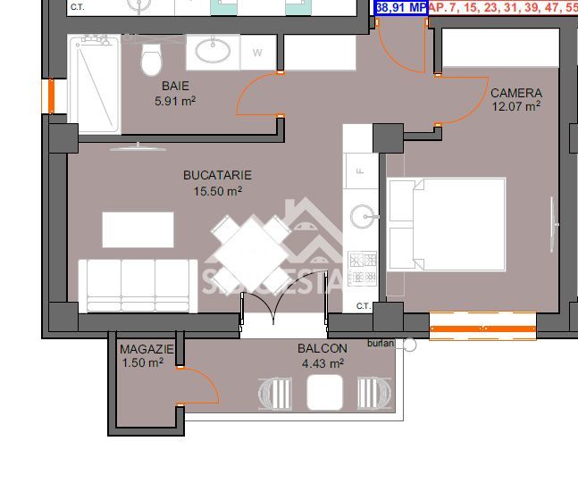 Apartament modern 2 camere ,parcare acoperita Șelimbăr  Doamna Stanca - Poză 10