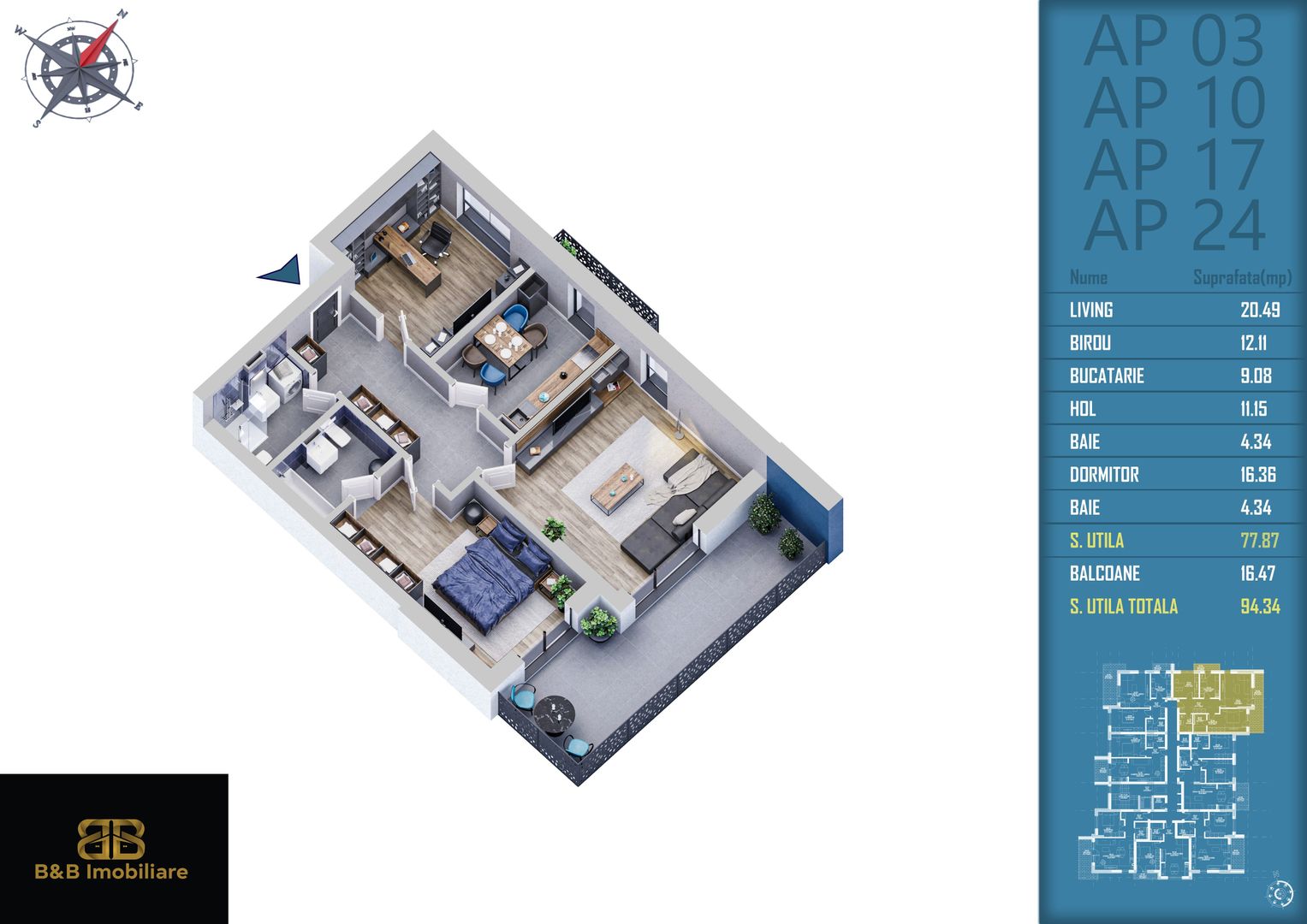 3 camere incalzire prin pardoseala Titan Pallady 5 min statia STB - Schiță 11