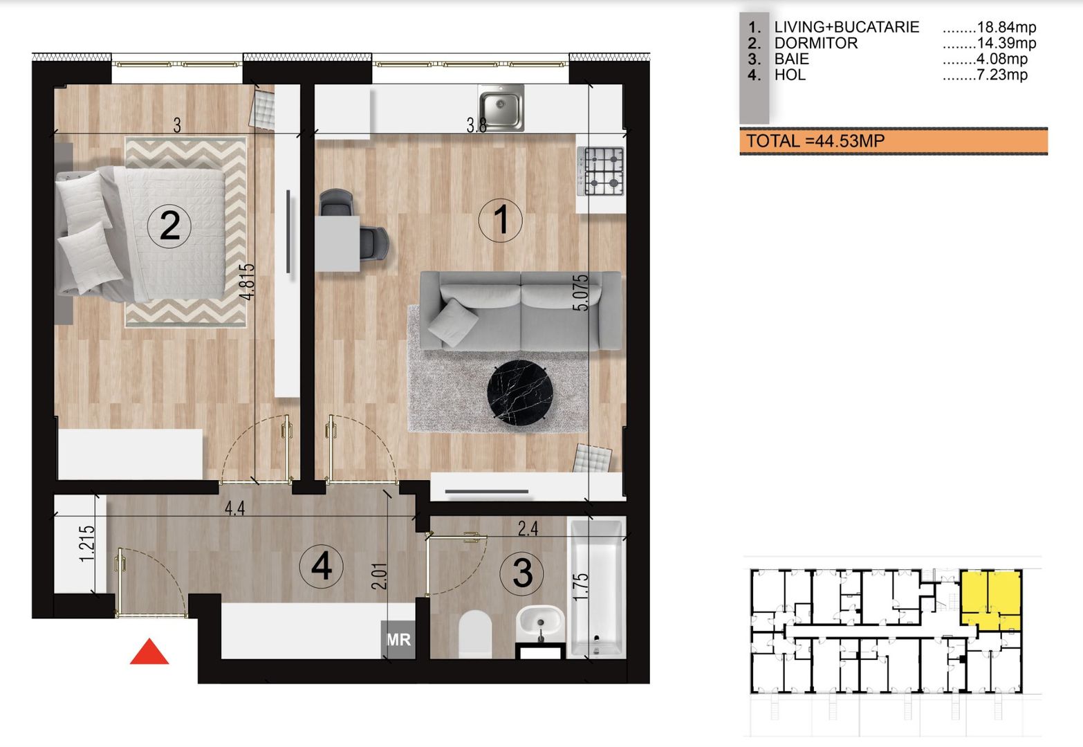 Apartament 2 camere tip studio,  - Metrou Berceni - Poză 3