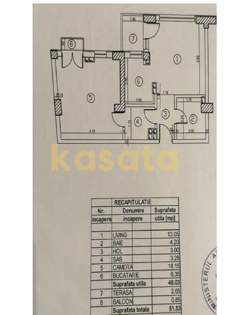 2 Camere | Închiriere | Brâncuși | Etaj Intermediar | Centrala - Schiță 10