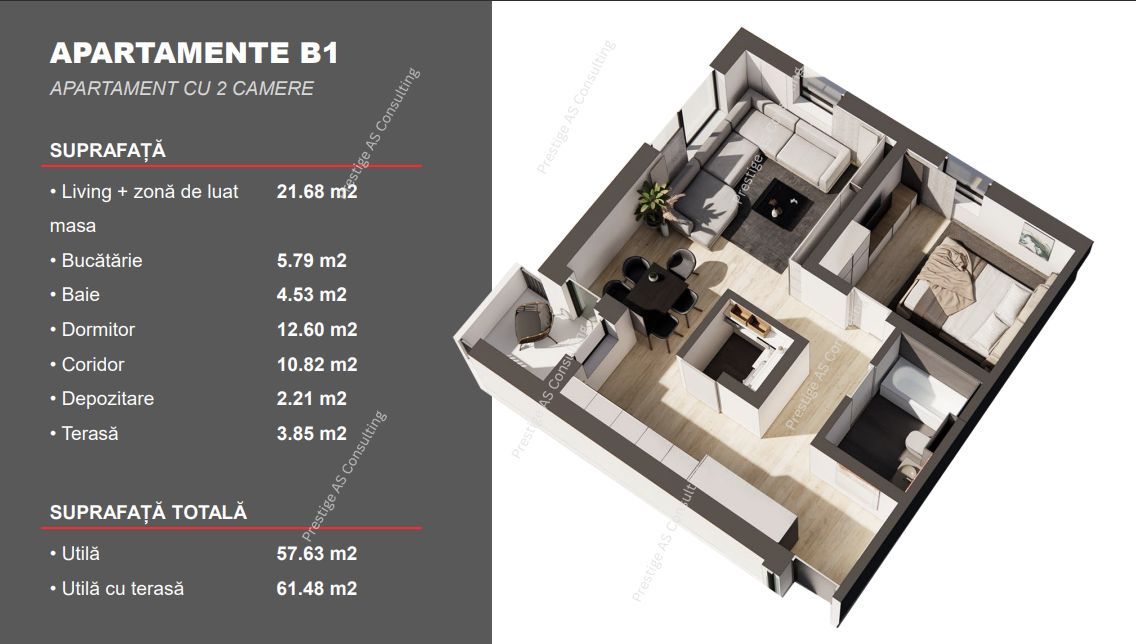 Apartament Nou 2 Camere | Parcul Terra- Dumbravita - Schiță 3