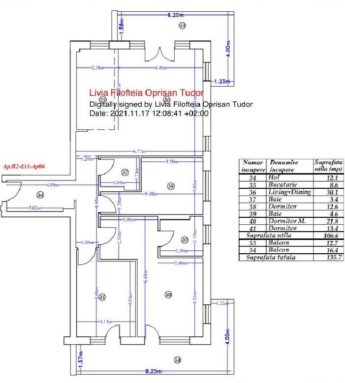 Apartament premium 4 camere | Finisaje lux – 135.7 | Spa & Piscina - Schiță 19