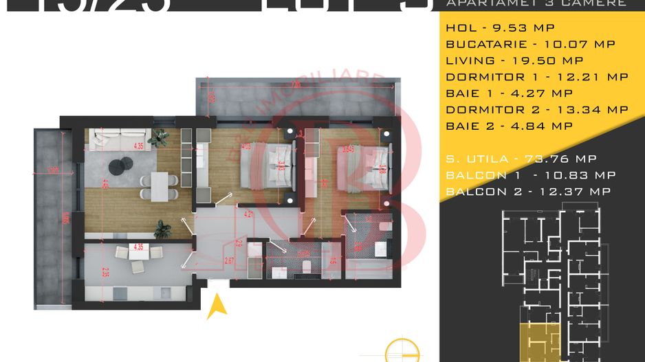 3 camere decomandat Titan Pallady  Metrou Nicolae Teclu - Schiță 11