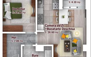 Apartament 2 camere 55 mp | Parcare subterana inclusa - Poză 4