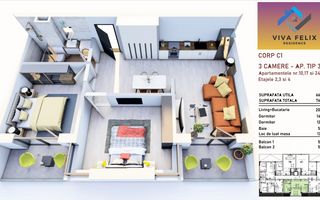 3 camere |  finisat premium | parcare inclusa | VIVA FELIX RESIDENCE - Poză 8