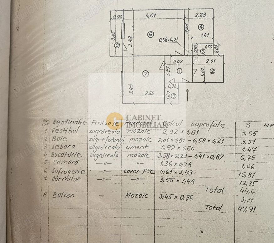 2 Camere-50MP | Decomandat-Reabilitat | 2/4 | M T. Vladimirescu-7 min - Schiță 5