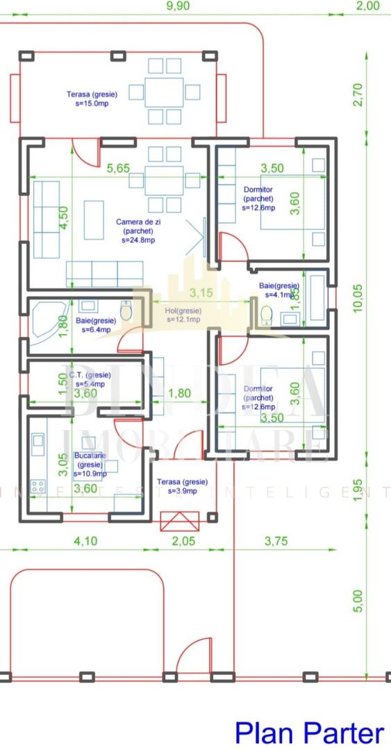 Casa individuala pe parter, 3 camere, 2 bai- Mosnita Noua, 640mp teren - Poză 3