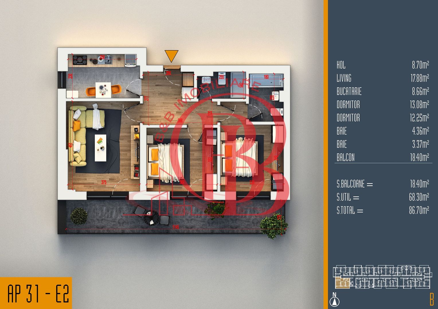 Oferta Lansare 3 camere proiect nou Pallady - Schiță 7