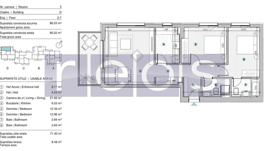 VANZARE APARTAMENT 3 CAMERE | STRAULESTI | 86MP | TERASA | COMPLEX NOU - Poză 17
