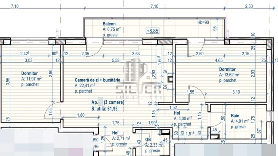 Apartament cu 3 camere/62mp/zona linistita. - Poză 3