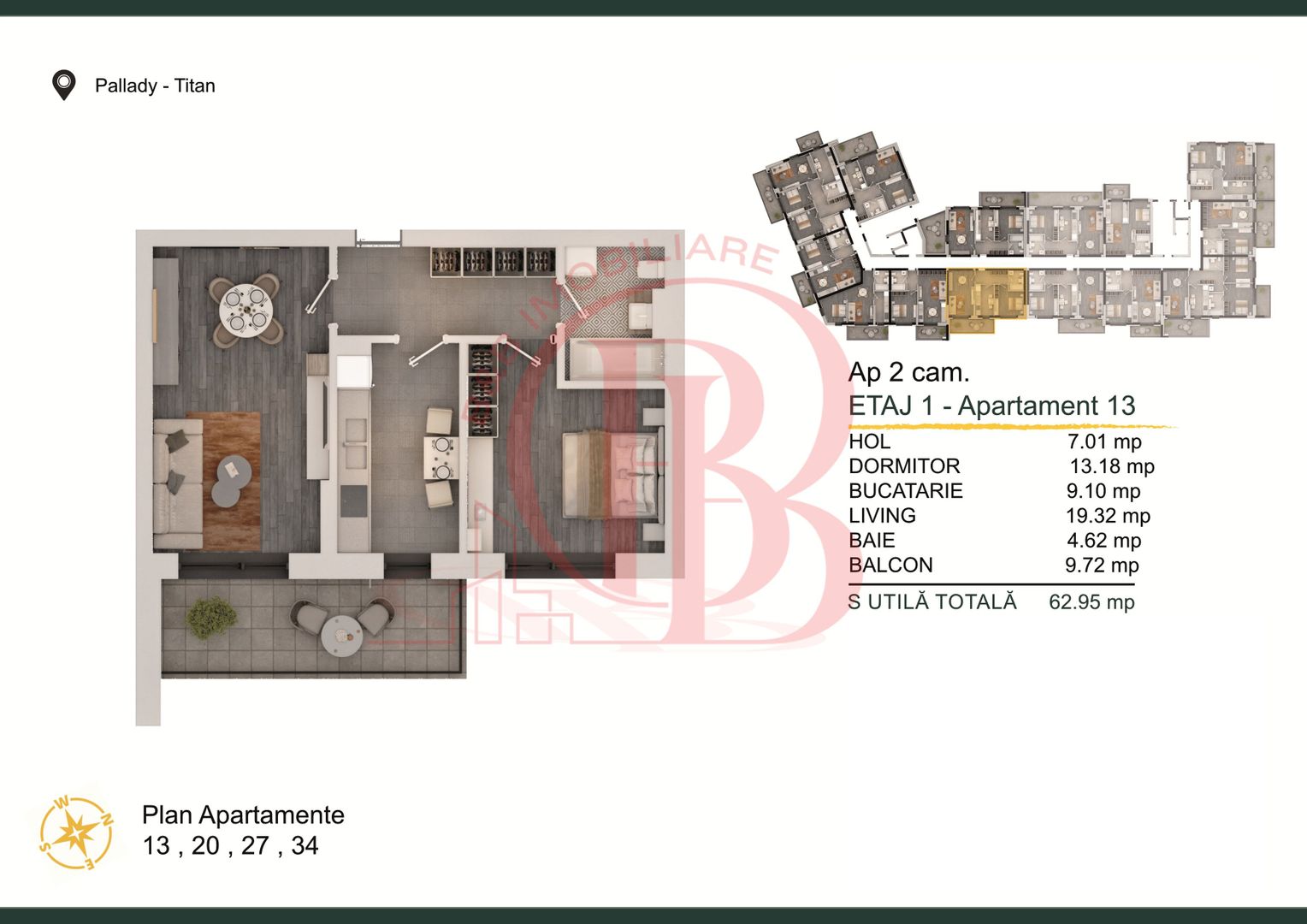 Th. Pallady-Apartament 2 camere cu Loc de parcare Gratuit - Schiță 2