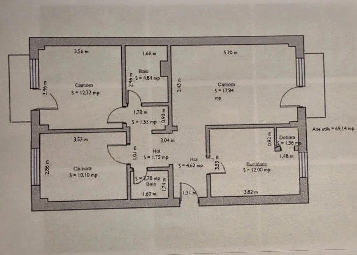 Soarelui | 3 camere | Decomandat | 2 băi | 2 balcoane | Necesita renovare - Poză 1