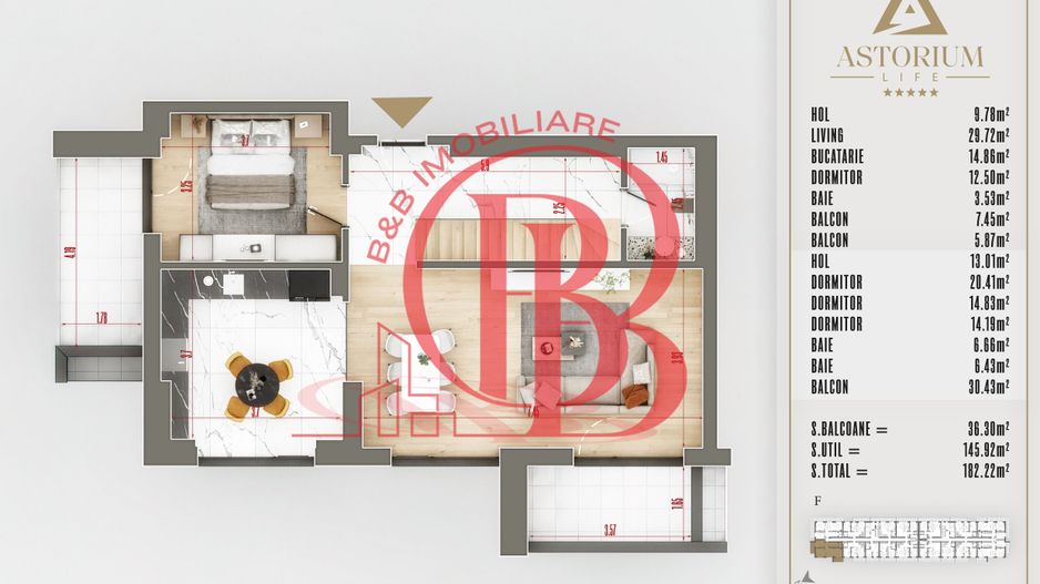 4 camere Duplex  Proiect Premium Titan Pallady - Schiță 5