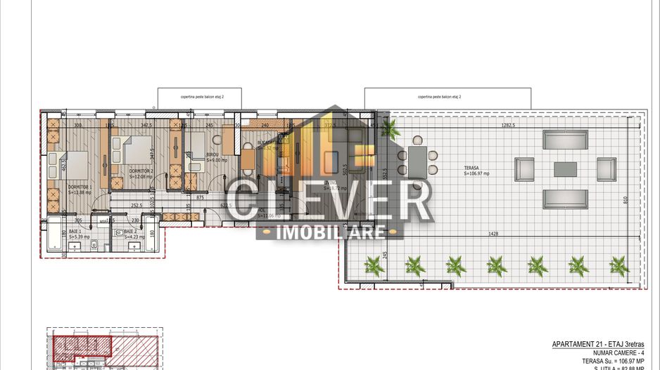 Titan Theodor Pallady Apartament 3 camere cu terasa 107mp - Schiță 8