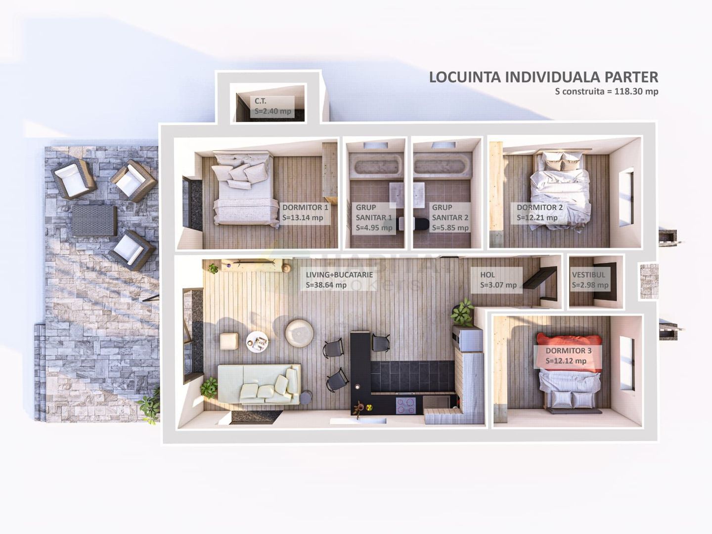 Casa 4 camere pe parter-Tunari | Teren 400 mp - Schiță 11