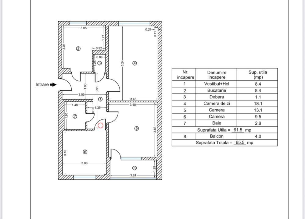 Apartament 3 camere bloc reabilitat metrou Raul Doamnei - Schiță 6
