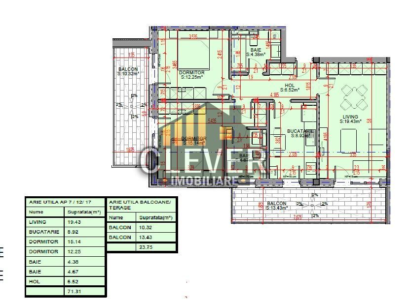 3 Camere Decomandat, 2 balcoane, Comision 0, Pallady, Metrou Teclu - Schiță 7
