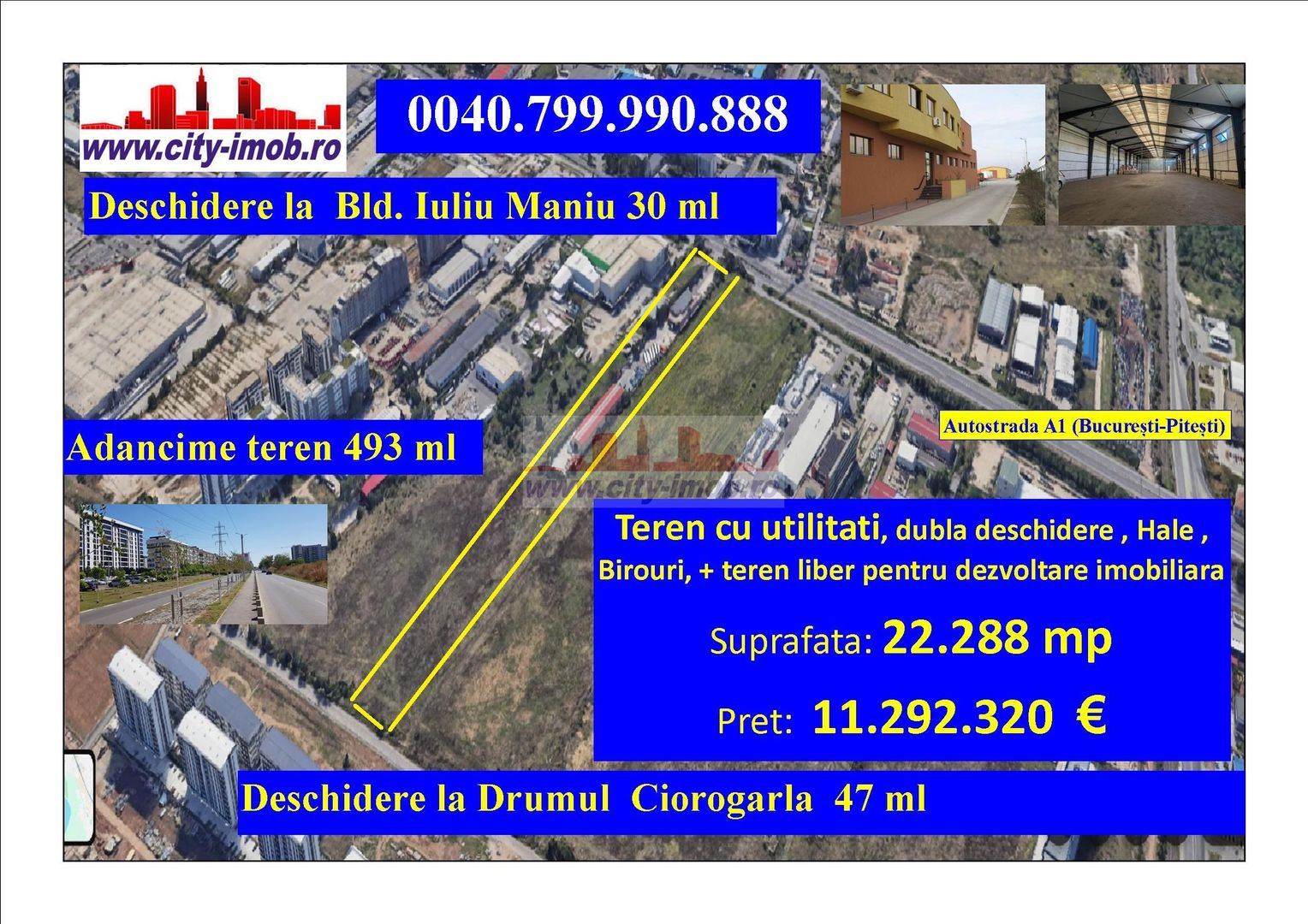 Vanzare Teren 10.000 mp  cu Utilitati, Sector 6, Iuliu Maniu Bucuresti - Poză 1
