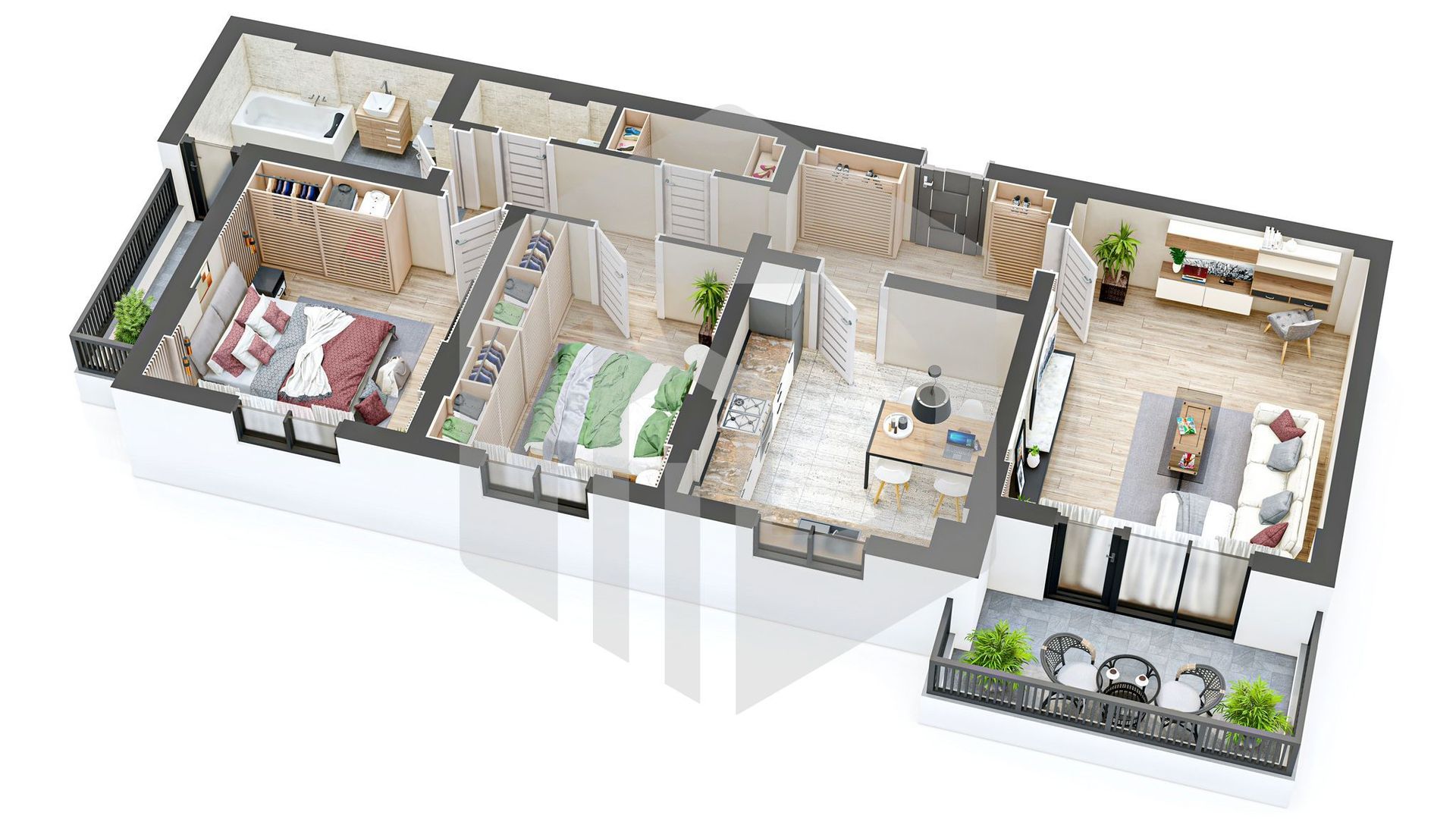 Aleea Streiu | Apartament 3 camere 2 bai Bucatarie Separata | Hipodrom - Poză 4