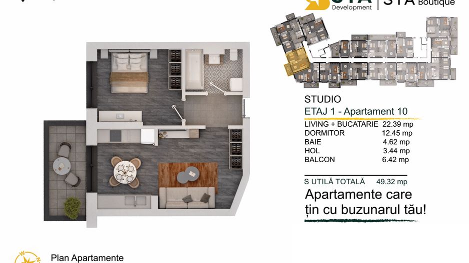2 CAMERE CU BUCATARIE DESCHISA/ PARCARE GRATIS - Poză 1