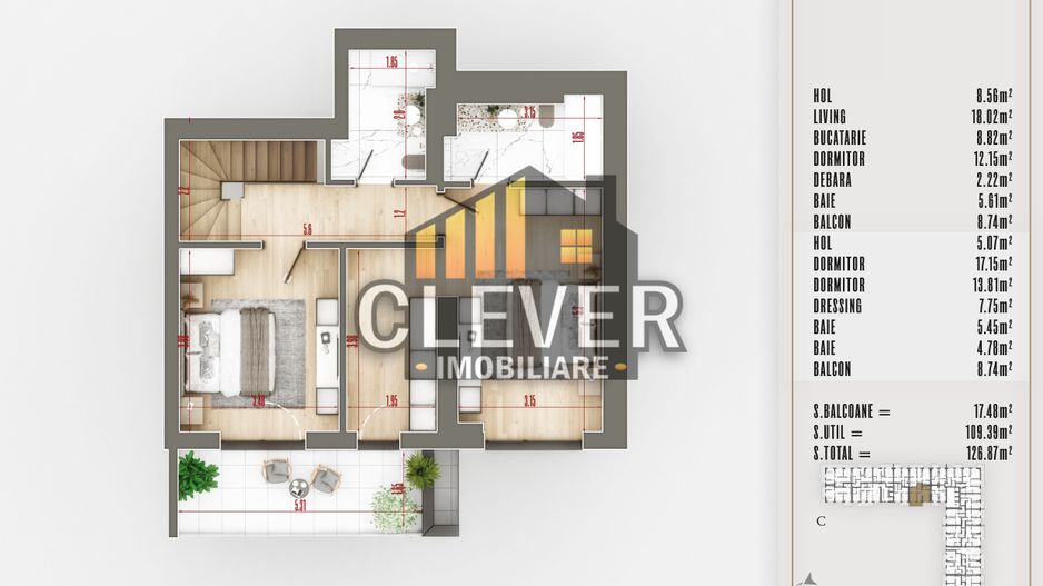 Duplex 3 camere cu Dressing Finisaje Premium Sector 3 - Poză 2