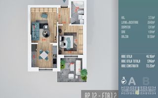 Apartament 2 Camere(Studio) ,Incalzire in Pardoseala,Titan-Auchan - Poză 1