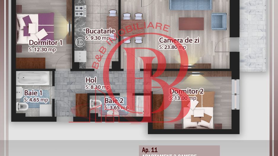 3 camere  -oferta lansare proiect Pallady - Schiță 10