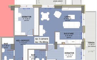 Apartament cu 3 camere in Iris - Ansamblu Exclusivist, imobil nZEB - Schiță 2