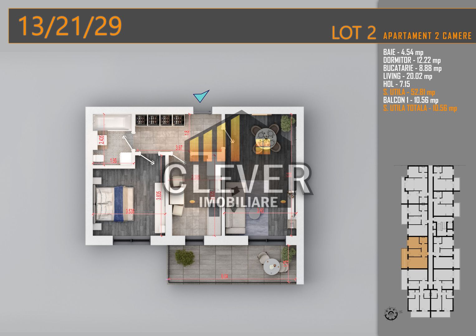 Apartament 2 Camere, Comision 0%, Pallady - Metrou Teclu - Schiță 8