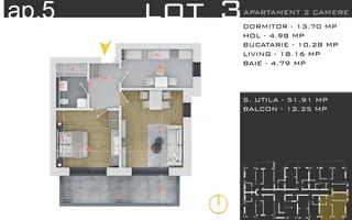 Theodor Pallady-Metrou Teclu-2 camere cu Parcare Bonus - Schiță 13