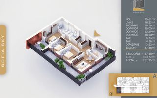 4 camere spatios cu terasa  Titan Pallady  7 min Metrou Nicolae Teclu - Schiță 2