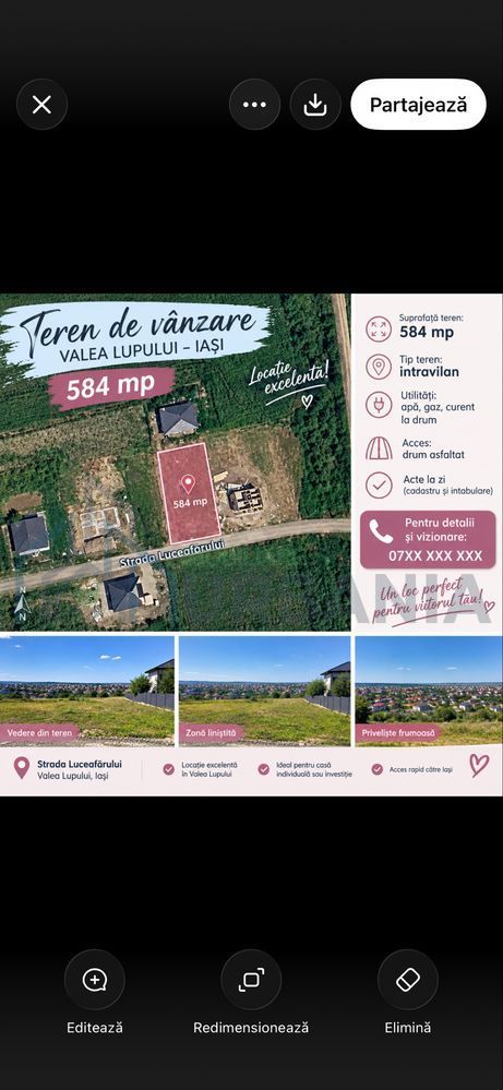 Teren intravilan cu utilități în Valea Lupului - Poză 1