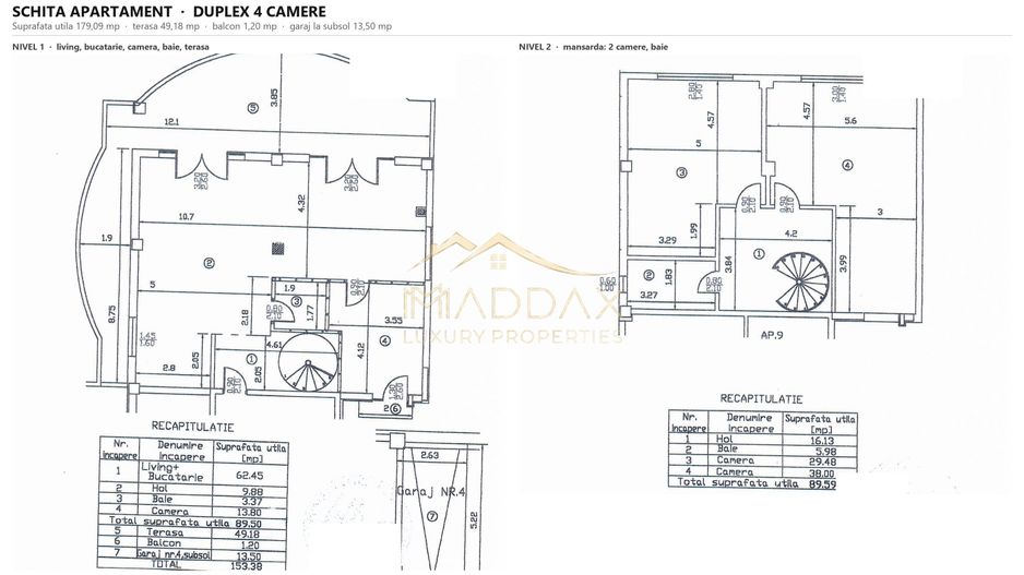 Duplex 4 camere // 179 mp utili + terasa 49 mp / 1 Parcare // Floreasca - Schiță 61