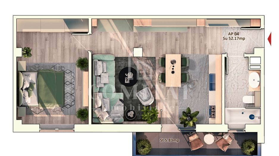 Apartament 2 camere Dorobanților Cluj imobil nou cu CF - Schiță 7