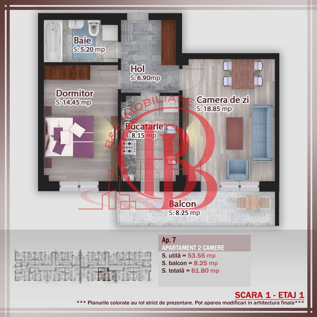 2 camere decomandat -parcare bonus proiect nou Sector 3 - Schiță 1
