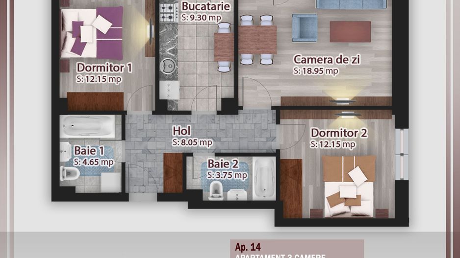 3 camere  -oferta lansare proiect Pallady - Schiță 7