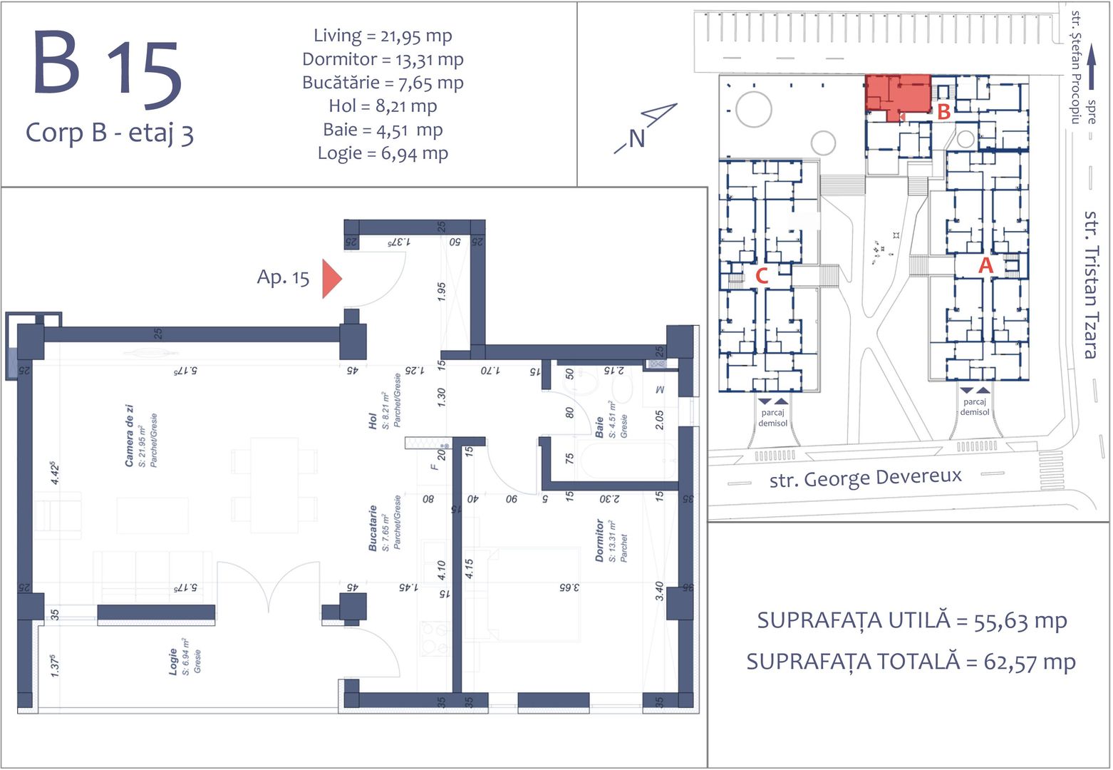 Apart. cu 2 camere, parcare subterana , Aradului - Schiță 20