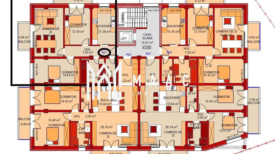 Apartament 3 camere | Etaj 1 | Dezvoltator | LA CHEIE - Poză 1