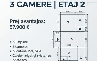 Apartament 3 camare etaj 2 - Poză 1