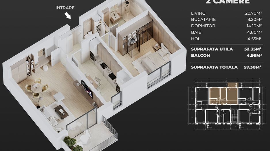 2cam.dec+parcare/central Popesti-Leordeni - Poză 1