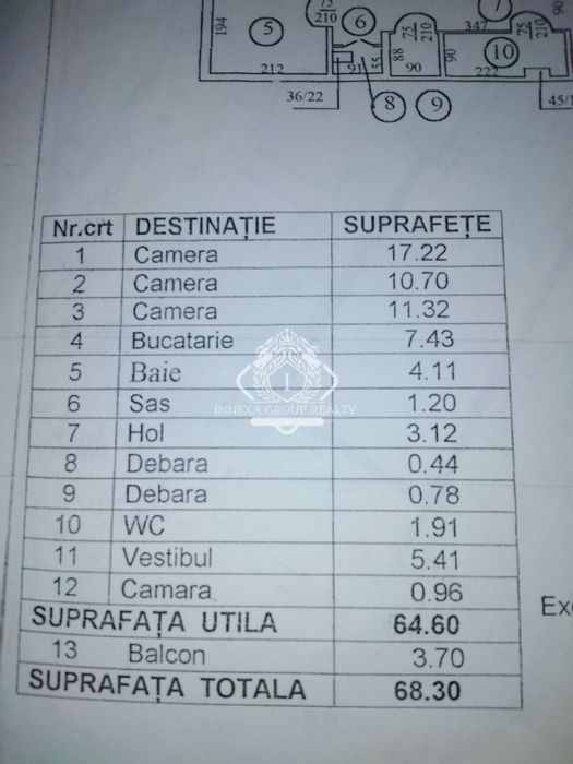 Apartament 3 camere, decomandat, centrala proprie | Auchan Titan - Schiță 9