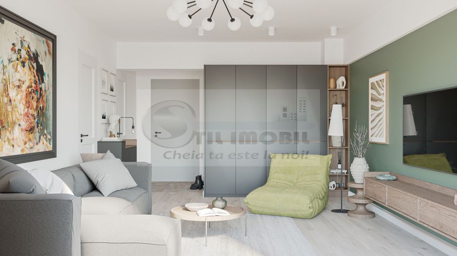 Apartament o camera, 46,5 mp, finisaje premium 0% COMISION - Poză 1