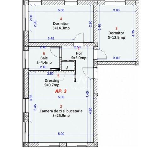 Apartament 3 camere - Selimbar Unimat COMISION ZERO - Schiță 13