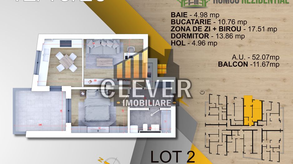 2 camere cu incalzire in pardoseala și panouri solare – Pallady - Schiță 15