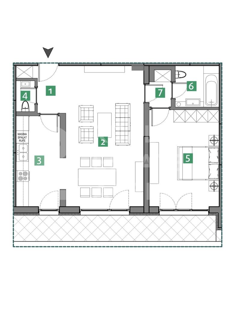 Apartament cu 2 camere și terasă, Sisești - Schiță 8
