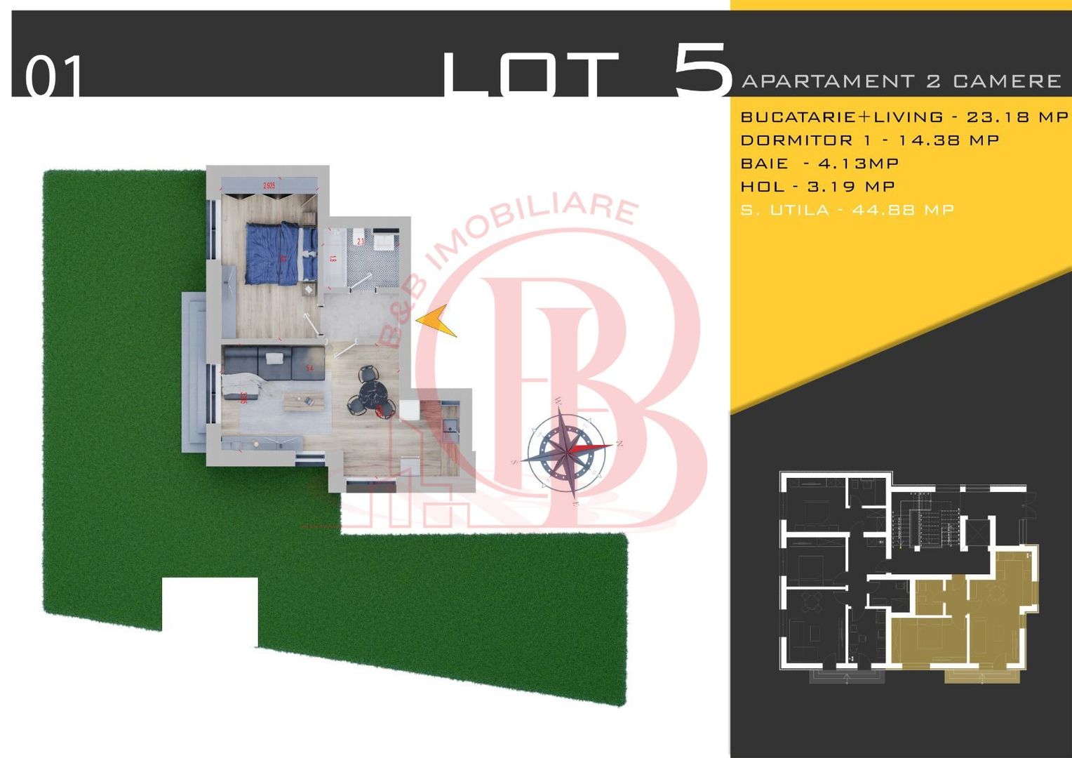 Apartament 2 camere cu Gradina Theodor Pallady-Finalizat - Schiță 14