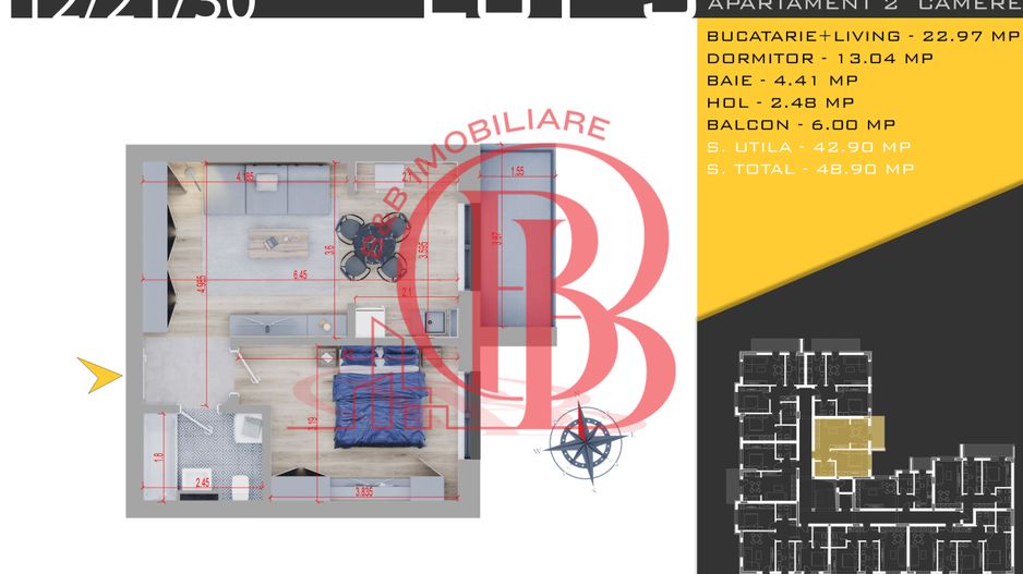 2 camere modern centrala proprie - Metrou Nicolae Teclu - Schiță 7
