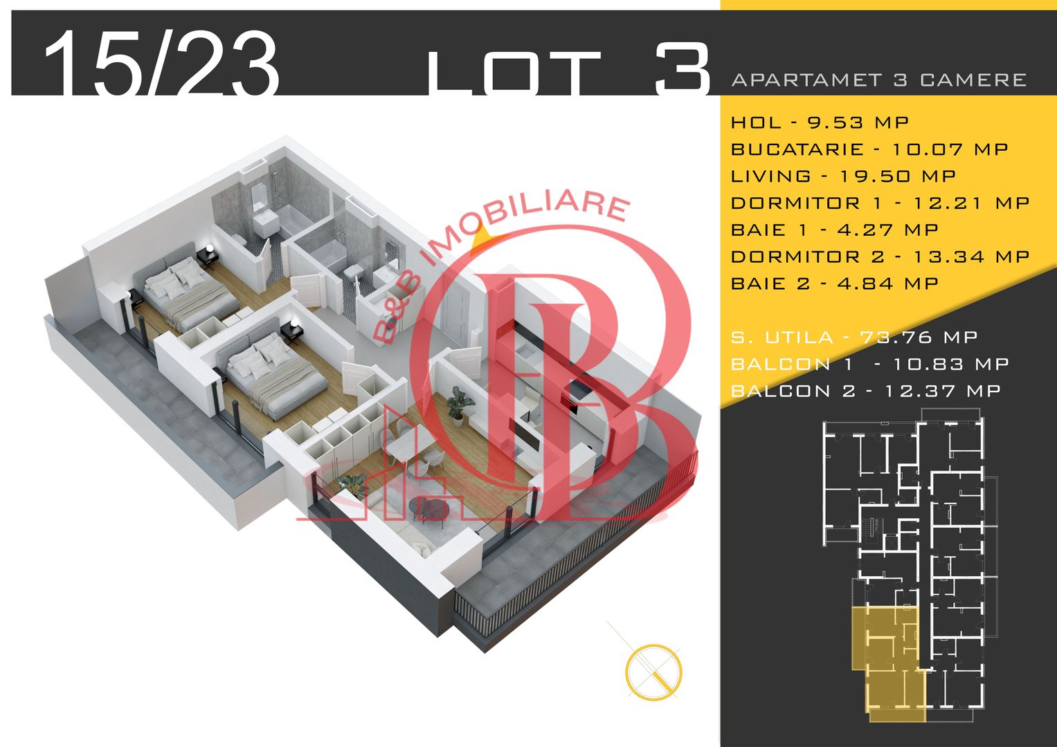 3 camere decomandat Titan Pallady  Metrou Nicolae Teclu - Schiță 12