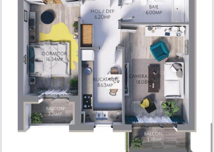 2 camere dec mobilat utilat parcare boxa Tractorul Maurer Villas - Schiță 6